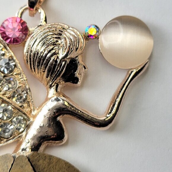 Fairy With Crystal Wings Pendant Necklace - Picture 3 of 10
